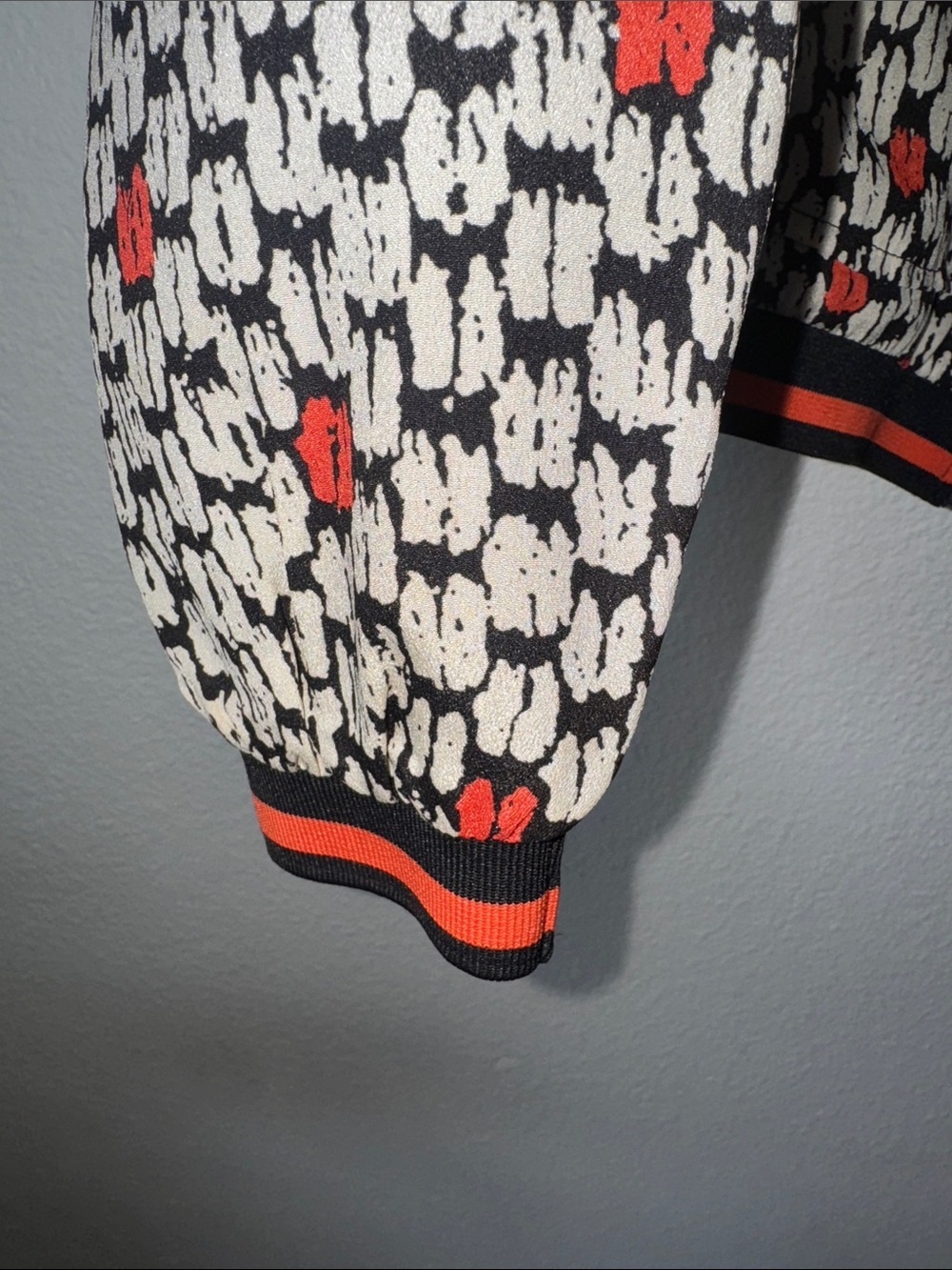Dance & Marvel Ivory and Black Patterned Bomber with Orange Trim - Picture 4 of 6
